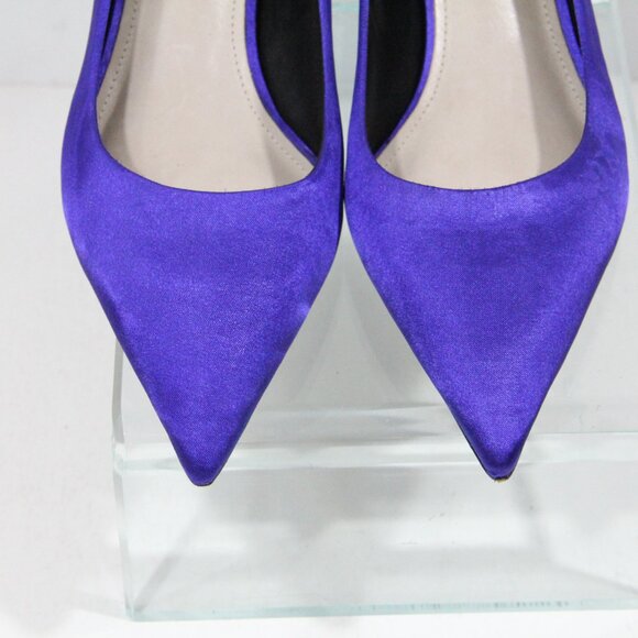 Schutz Sabrina Kitten Heel Pumps sz 10 Women Blue Satin Shoes - Picture 5 of 9